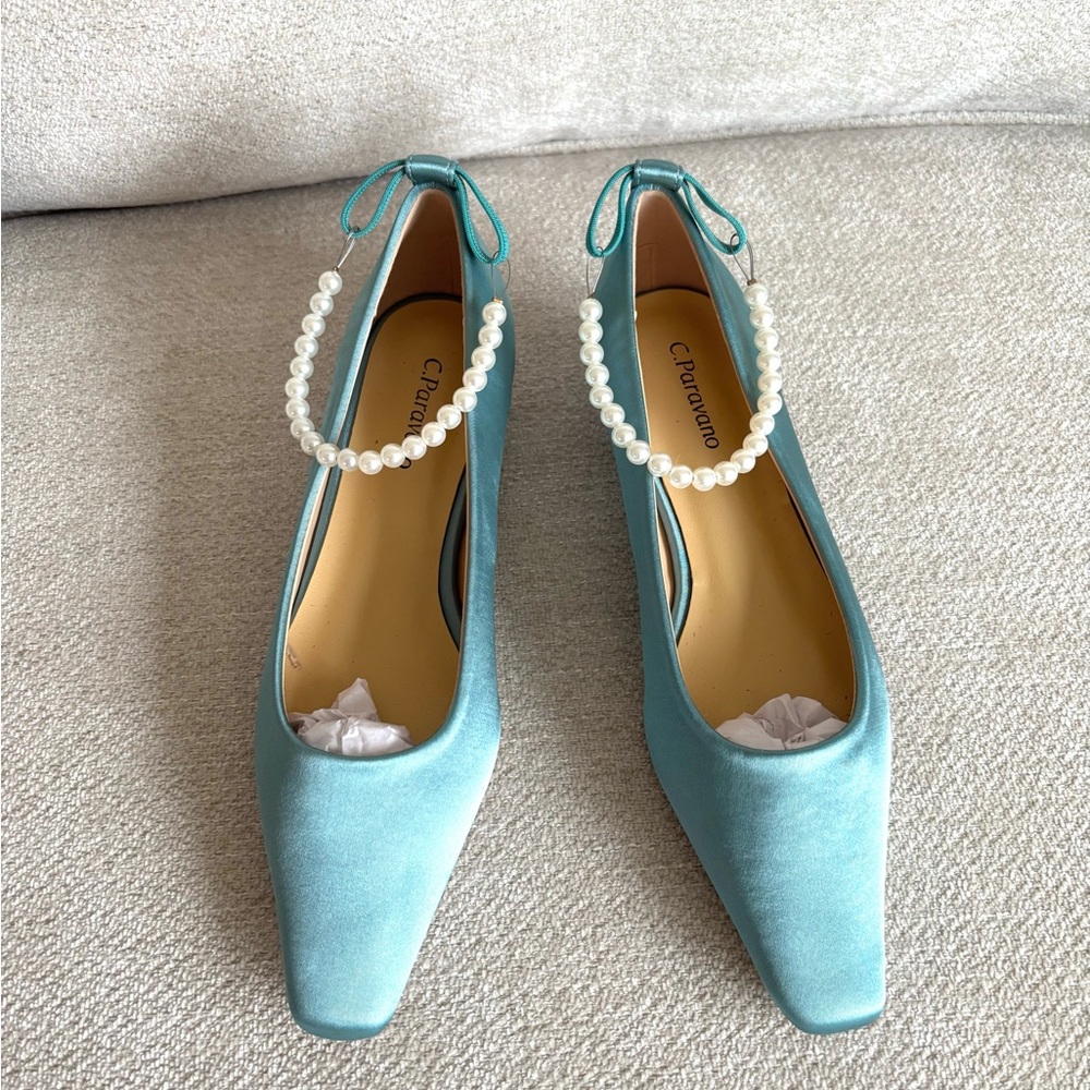 NWT C. Paravano blue satin flats - Picture 2 of 13